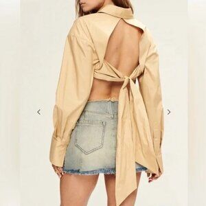 NWT SER.O.YA Mel Button Down Shirt with Open Back Croissant Size Small